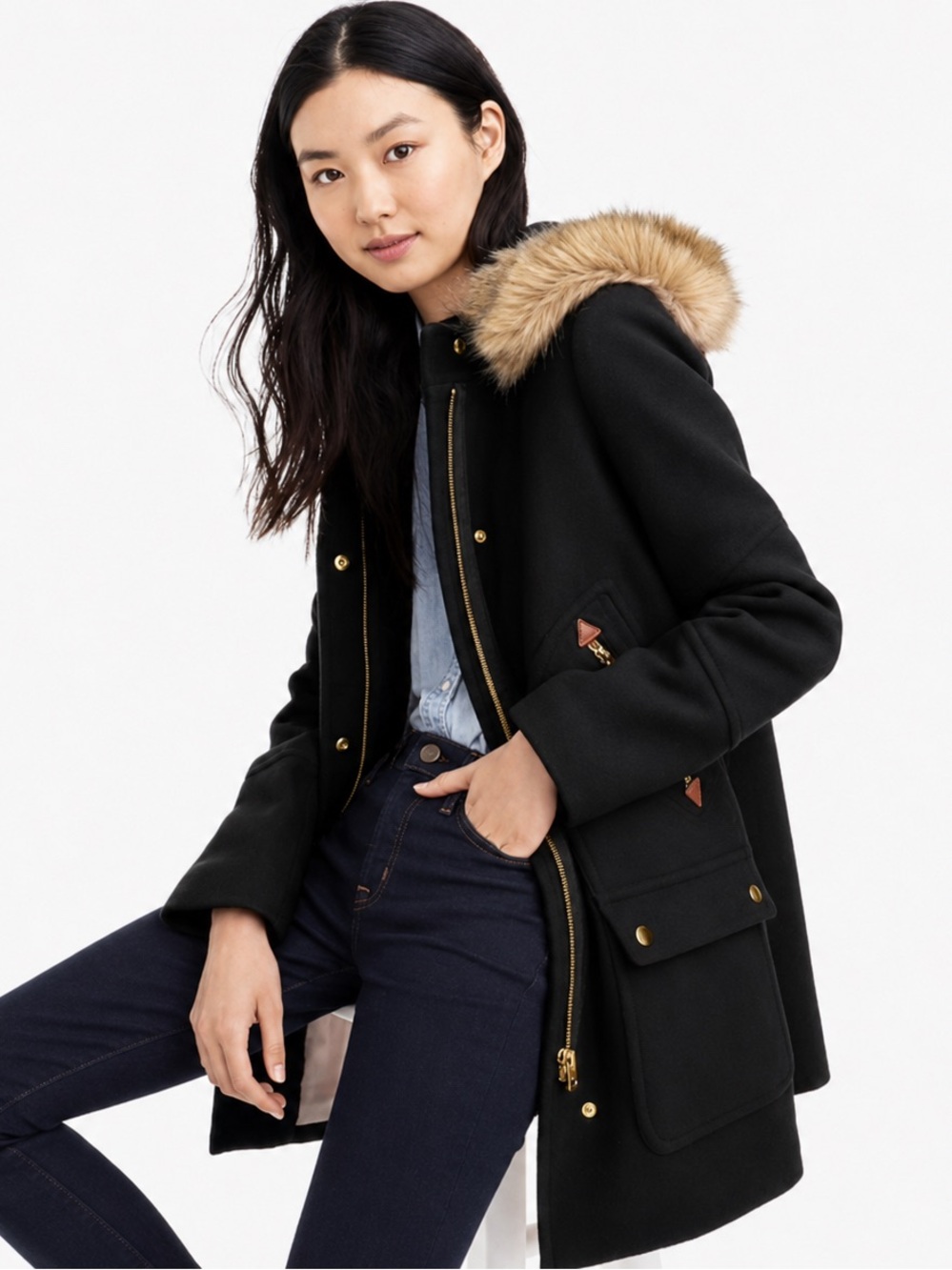 J. Crew Petite Chateau Parka Italian Stadium Cloth by Nello Gori